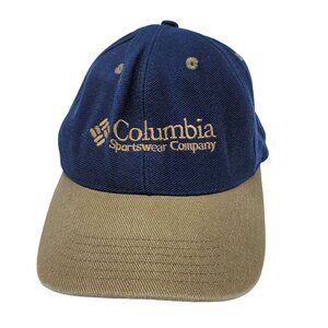 Columbia Sportswear Snapback Hat Blue 90s Two Tone Curved Brim Embroidered VTG